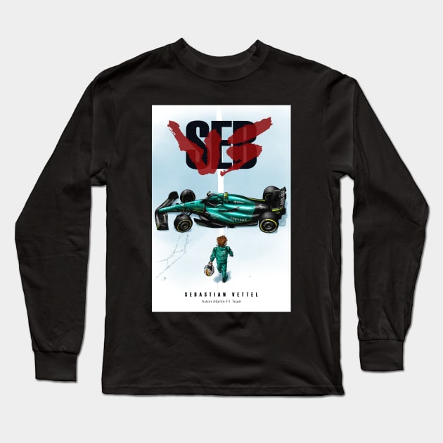 Sebastian Vettel Retirement Akira Poster Long Sleeve T-Shirt by cedownes.design